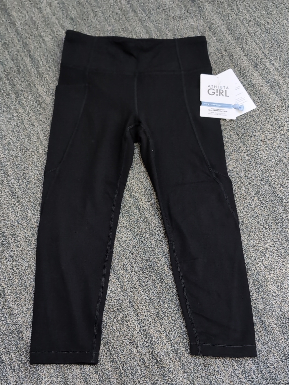 NWT Athleta Black Girls' Large 12 High-Rise Stash Your Treasures Capri Leggings